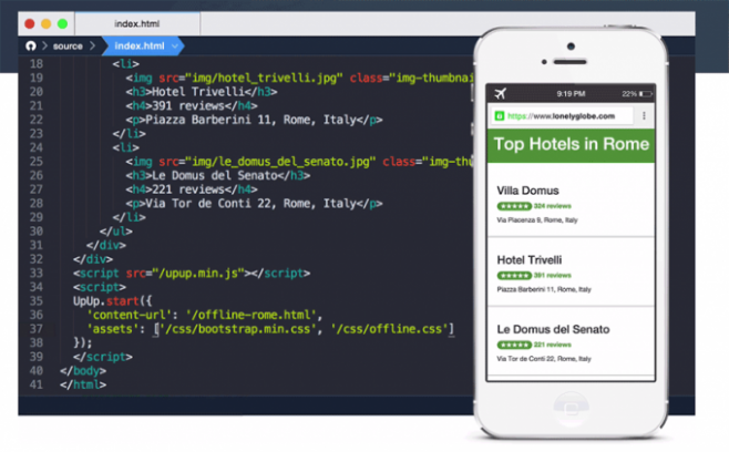 upup.js - скрипт делает доступным ваш сайт даже без интернета upup.js - скрипт делает доступным ваш сайт даже без интернета